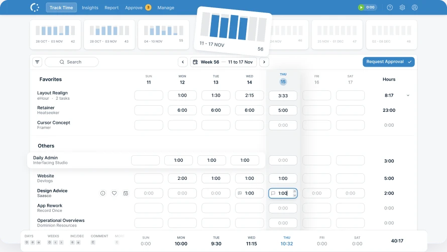 eHour Timesheet Interface