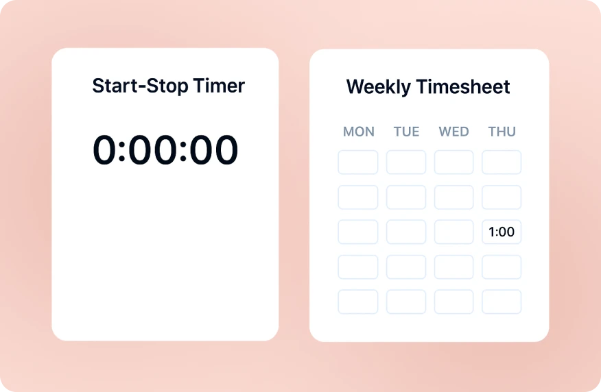 Start-stop timer alongside weekly timesheet grid